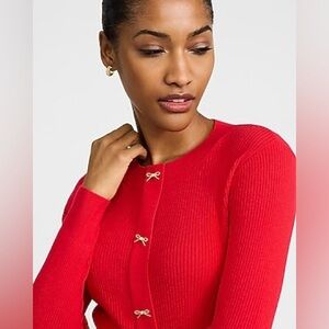 NWT Express Airy Soft Skimming Ribbed Bow Button Cardigan
